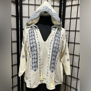 Ralph Lauren Denim & Supply Off-White EMBROIDERED HOODIE TOP: WOMEN SIZE M